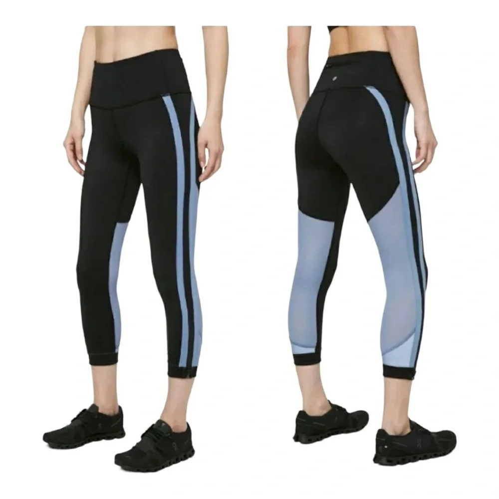 Lululemon Zip The Line Crop 23”‎ Black / Utility Blue